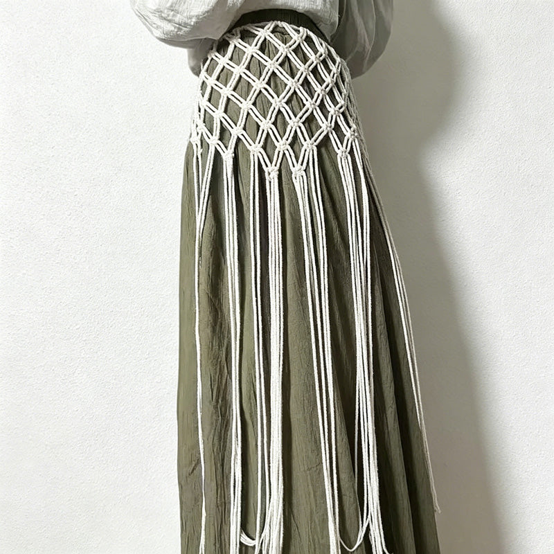 CouldNook Macrame Fringe Skirt Cover - Layered Decor Accent
