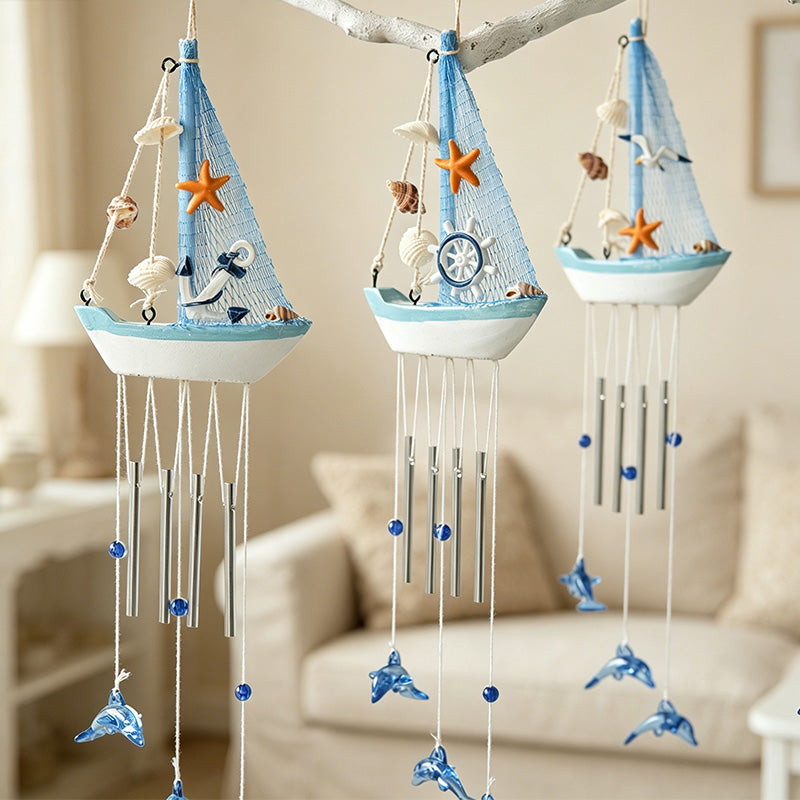 CouldNook Blue & White Wooden Sailboat - Nautical Sailboat Wall Ornament