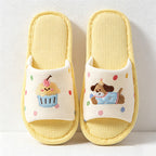 CouldNook Soft Animal Applique Open Toe House Slippers - Warm Home Accent