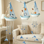 CouldNook Mediterranean Bell Hanging - Nautical Sailboat Wall Ornament
