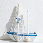CouldNookMediterranean Wooden Sailboat Model - Coastal Home Ornament