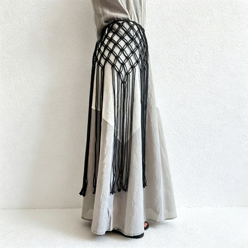CouldNook Macrame Fringe Skirt Cover - Layered Decor Accent