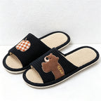 CouldNook Soft Animal Applique Open Toe House Slippers - Warm Home Accent