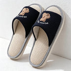 CouldNook Linen-Look Animal Pattern Open Toe Slippers - Everyday Indoor Accent