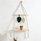 CouldNook Macrame Wooden Wall Shelf - Wall Accent Decor
