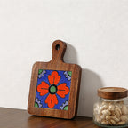 CouldNook Acacia Wood Floral Tile Trivet - Heat Resistant Kitchen Pot Holder