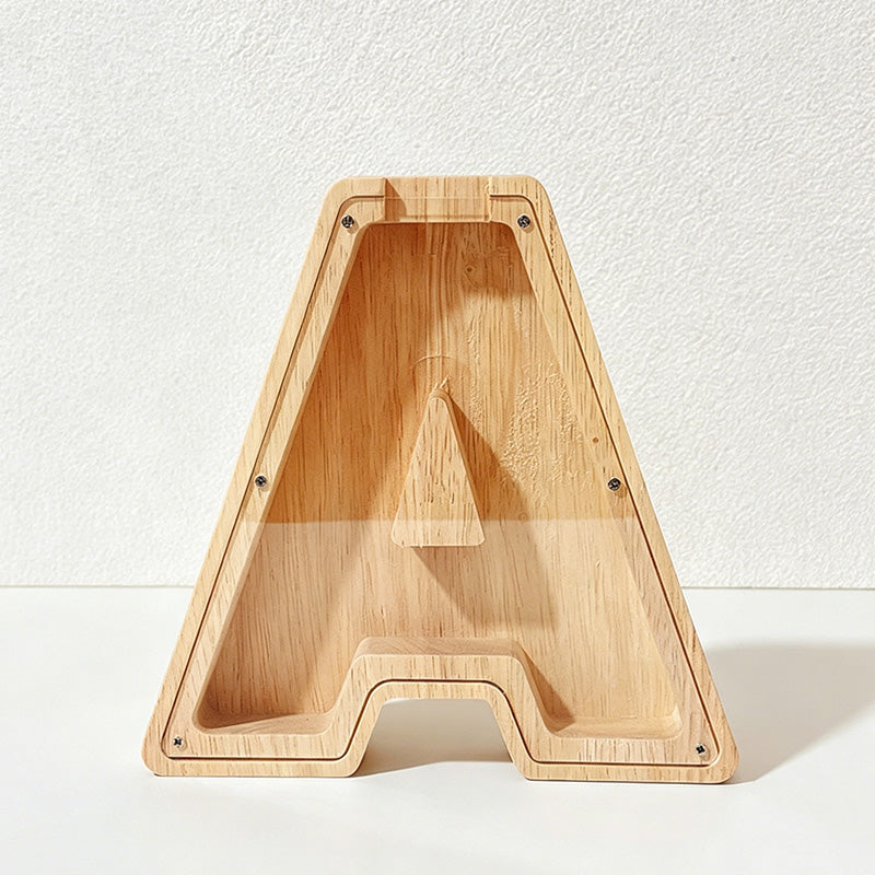 CouldNook 26-letter Wooden Money Box - Desktop Savings Ornament