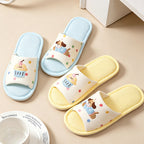CouldNook Linen-Look Animal Pattern Open Toe Slippers - Everyday Indoor Accent