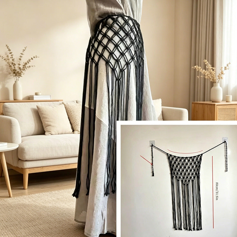 CouldNook Macrame Fringe Skirt Cover - Layered Decor Accent