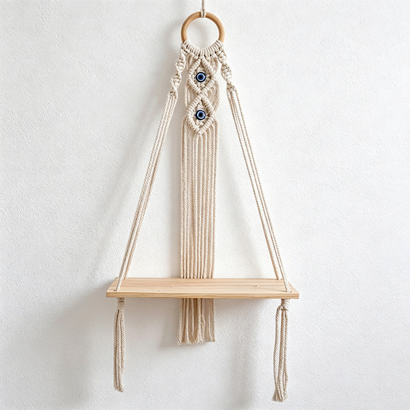 CouldNook Macrame Wooden Wall Shelf - Wall Accent Decor