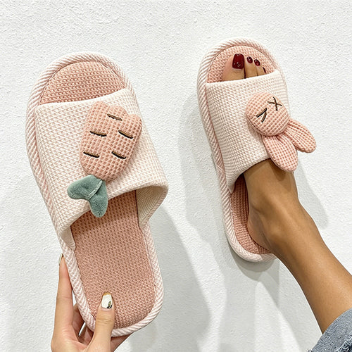 CouldNook Bunny Pattern Open Toe Slippers - Playful Kitchen Accent