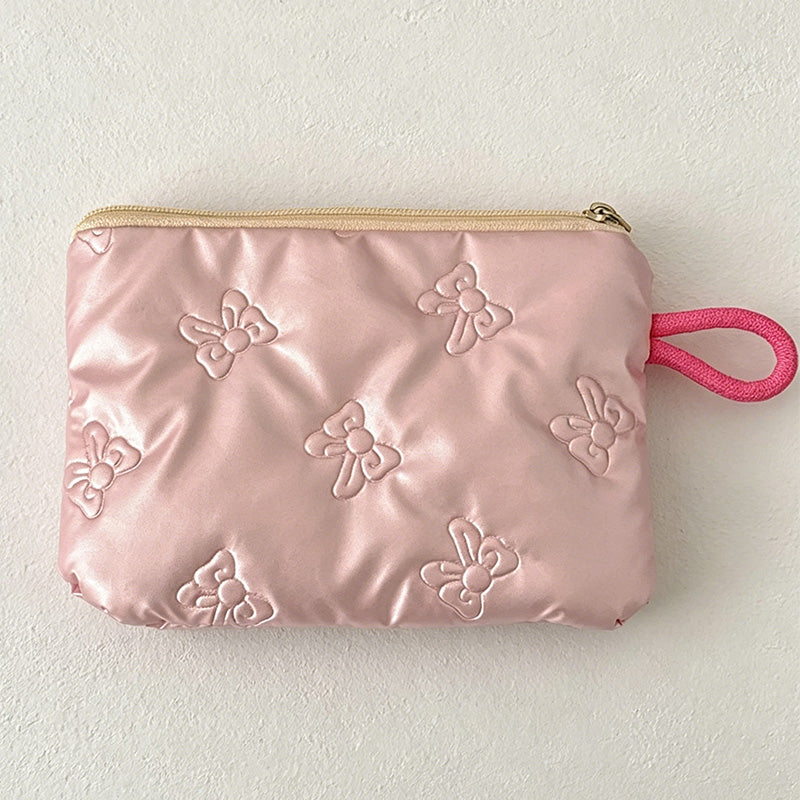 CouldNook Bow Embossed Mini Storage Pouch - Portable Makeup & Sanitary Bag