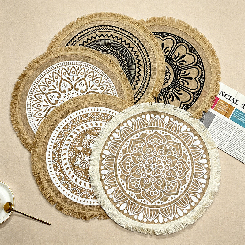 CouldNook Jute Tassel Woven Placemat - Aesthetic Rustic Table Mat