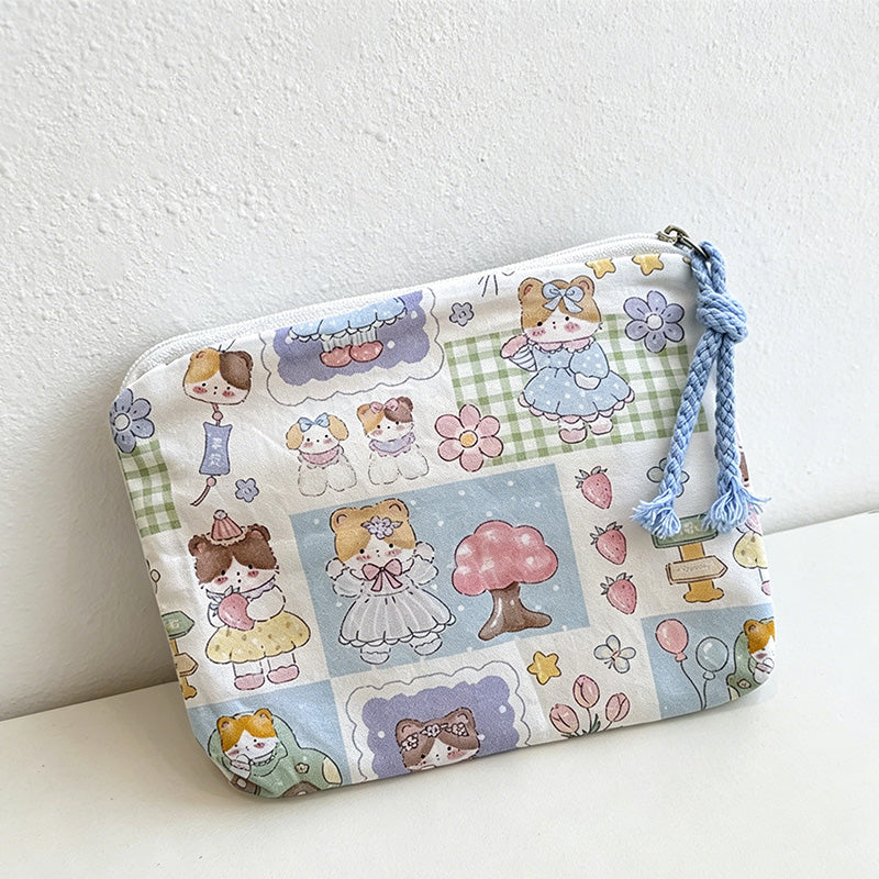 CouldNook Canvas Cosmetic Pouch Mini Zipper Makeup Coin Storage Bag - Small Storage Accent