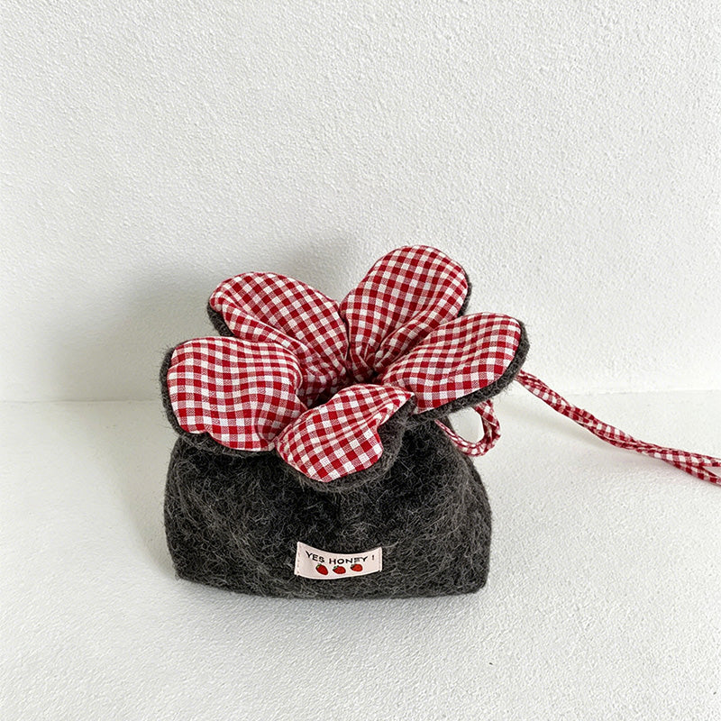 CouldNook Plush Drawstring Flower Bag - Giftable Carry Accent