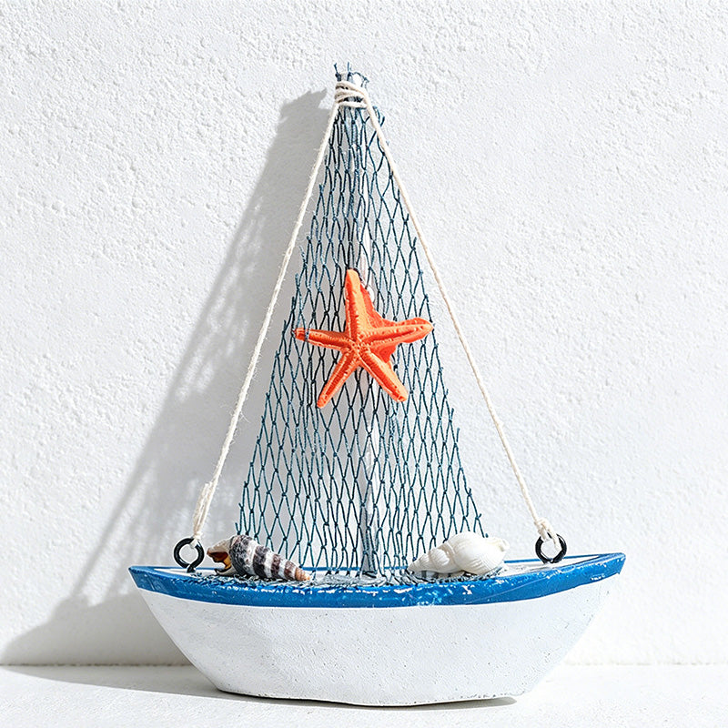 CouldNookMediterranean Wooden Sailboat Model - Coastal Home Ornament