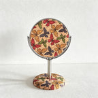 CouldNook Retro Cork Floral Round Standing Table Mirror