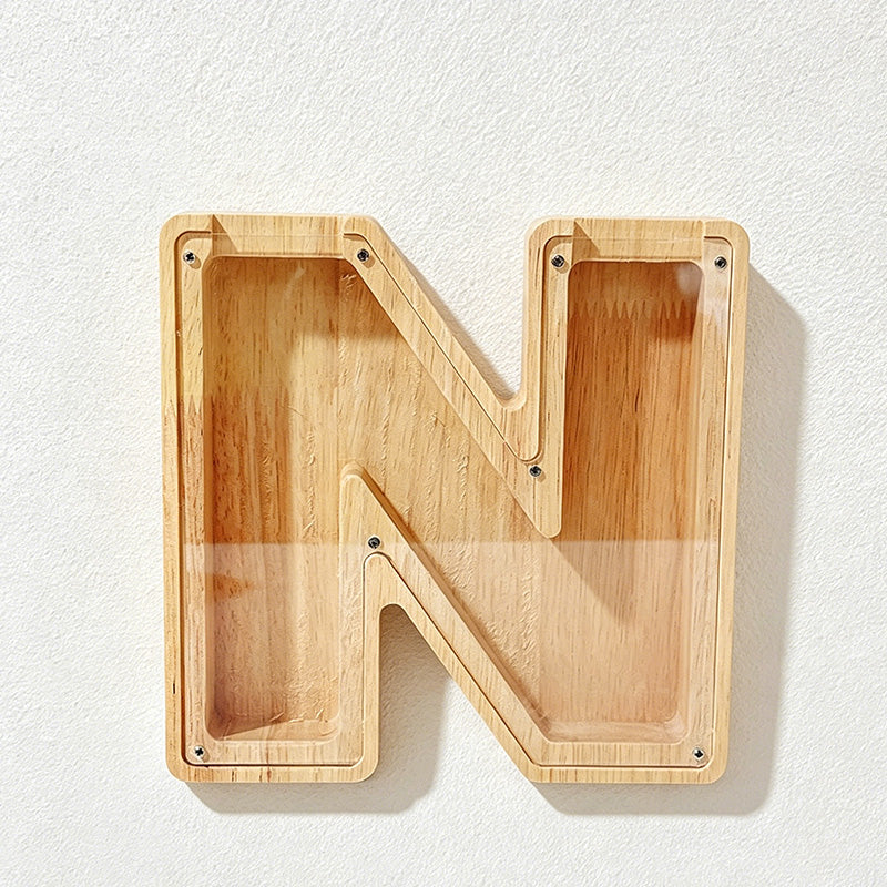 CouldNook 26-letter Wooden Money Box - Desktop Savings Ornament