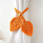 CouldNook Macrame Dual Leaf Curtain Tieback - Window Door Drape Accent Decor