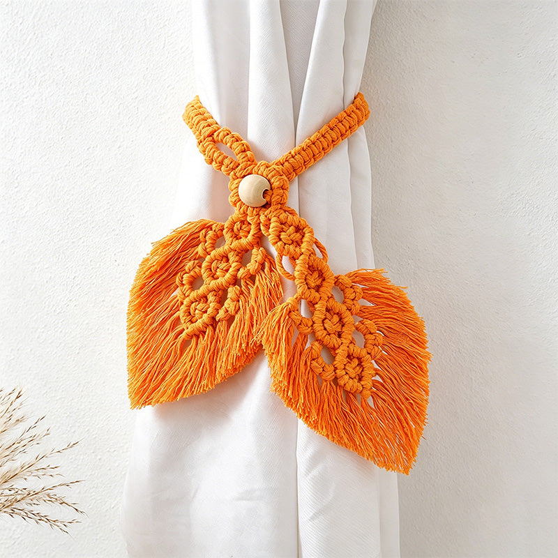 CouldNook Macrame Dual Leaf Curtain Tieback - Window Door Drape Accent Decor