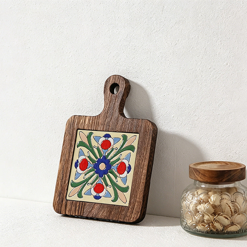 CouldNook Vintage Tile Wooden Trivet - Heat Resistant Kitchen Pot Holder