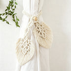 CouldNook Macrame Dual Leaf Curtain Tieback - Window Door Drape Accent Decor