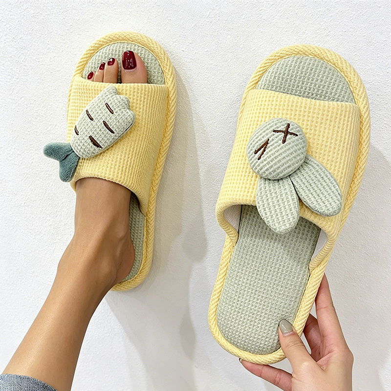 CouldNook Bunny Pattern Open Toe Slippers - Playful Kitchen Accent