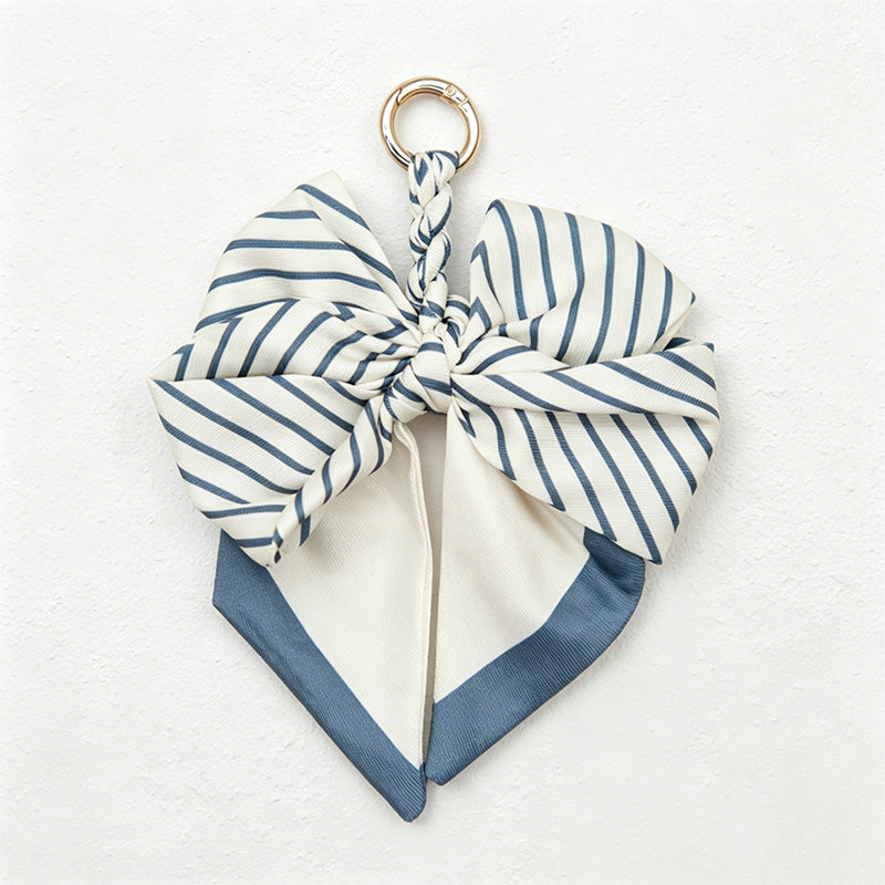 CouldNook 5.51'' Blue Series Pattern Bow Bag Charm - Handle Accent