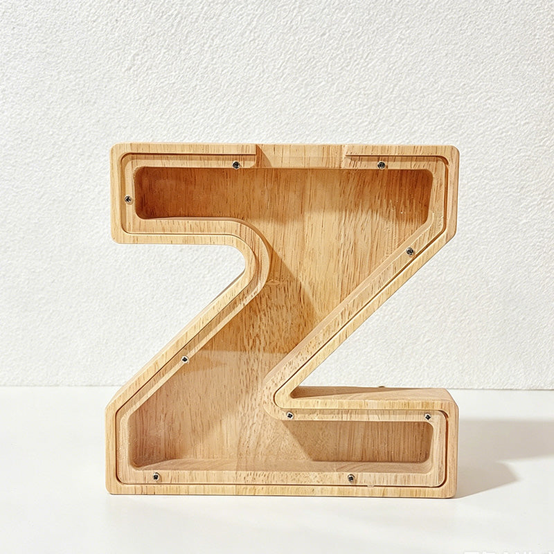 CouldNook 26-letter Wooden Money Box - Desktop Savings Ornament