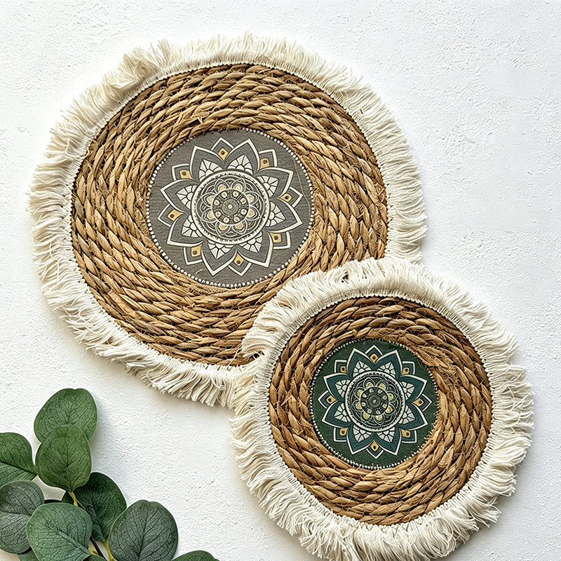 CouldNook Reed Bohemian Tassel Mat - Aesthetic Patterned Placemat