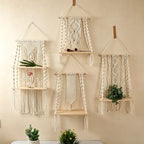 CouldNook Macrame Wooden Wall Shelf - Wall Accent Decor