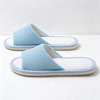 CouldNook Grid Band Open Toe Slippers - Everyday Home Comfort Accent