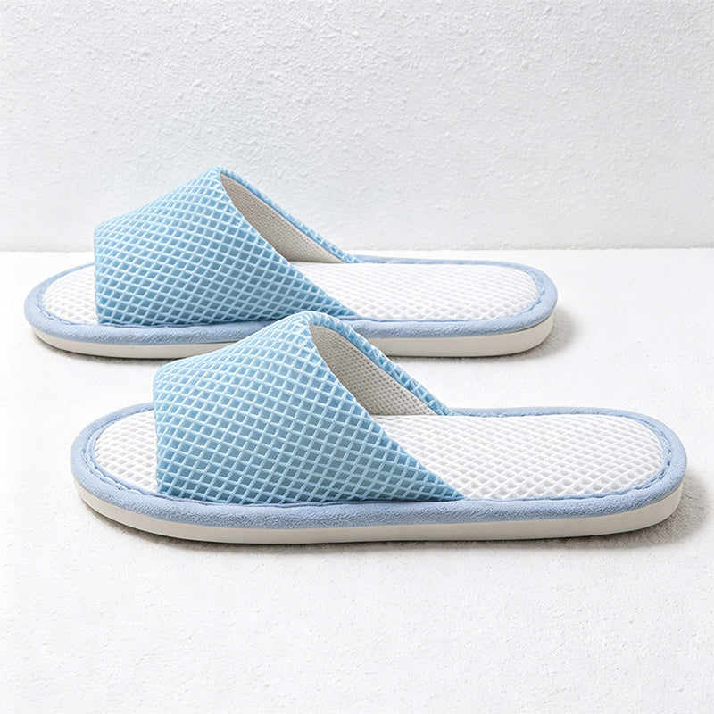 CouldNook Grid Band Open Toe Slippers - Everyday Home Comfort Accent
