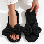 CouldNook Bow Accent Open Toe House Slippers - Bedroom Display Accent