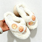 CouldNook Animal Flower Plush House Slippers - Warm Room Accent