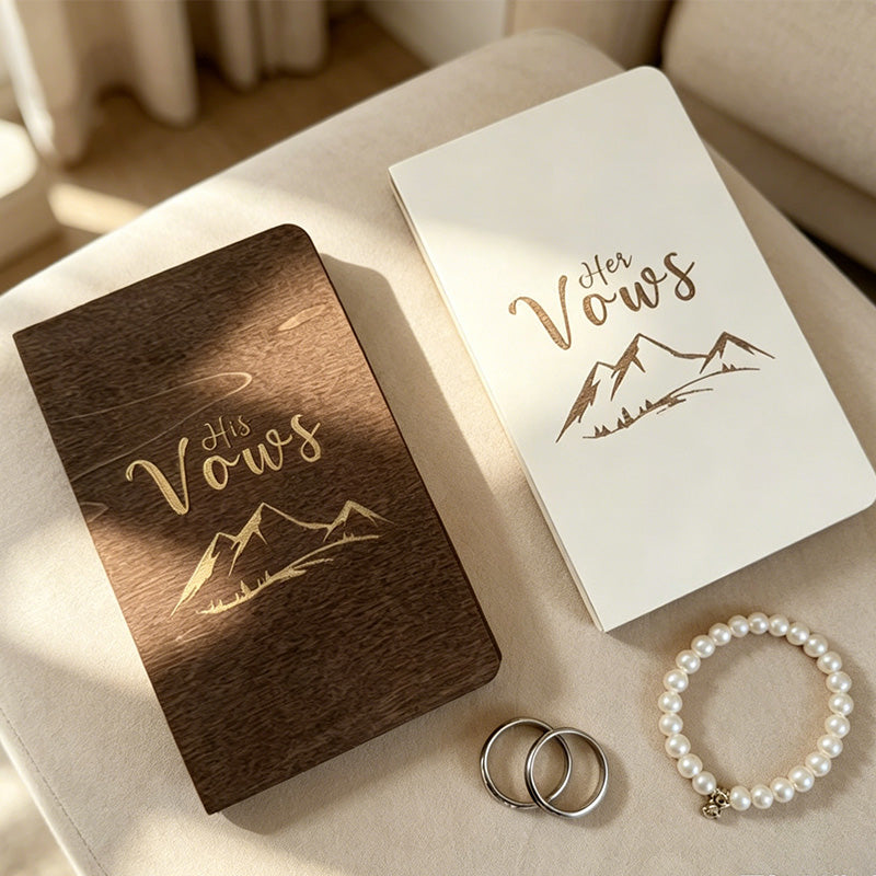 CouldNook Wood Vow Book Set - Wedding Ceremony Keepsake