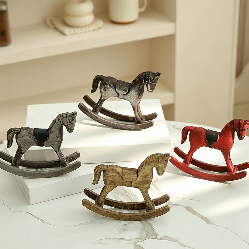 CouldNook Vintage Distressed Wooden - Rocking Horse Decor Ornament