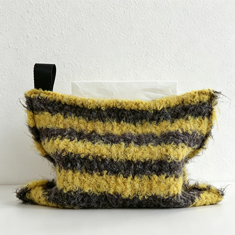 CouldNook Knitted Stripe Tissue Bag - Aesthetic Loop Velvet Case