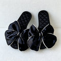 CouldNook Satin Bow Quilted Slide Slippers - Dressing Room Accent