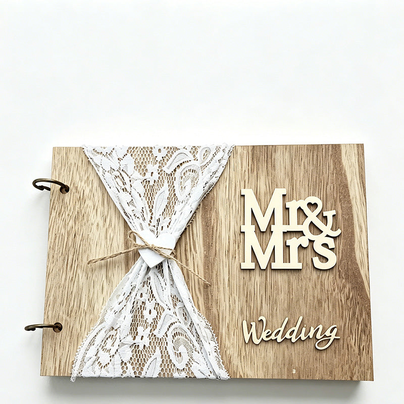 CouldNook Wedding Lace Guest Book - Wedding Guest Book with Lace Detail