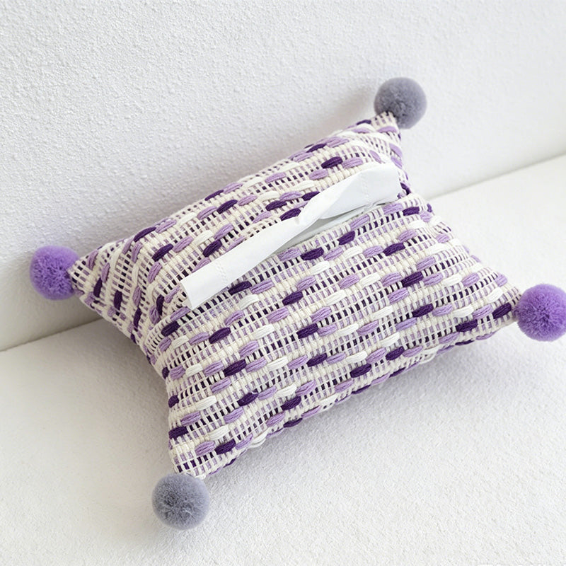 CouldNook Woven-Look Tissue Box Cover - Pom Corner Holder