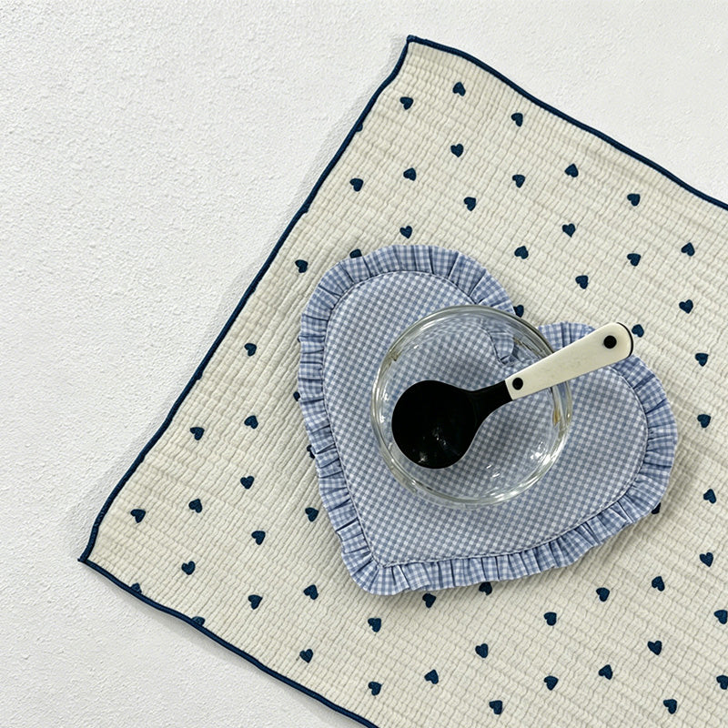 CouldNook Lace Heart Plaid Coaster - Aesthetic Fabric Accessory Mat