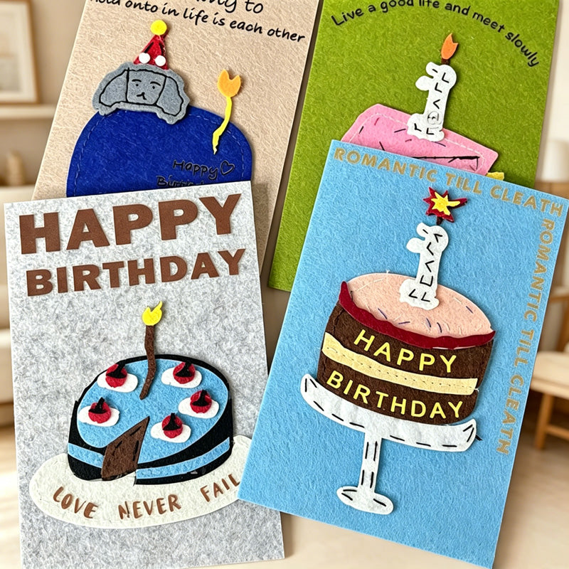 CouldNook Sculptural Non-Woven Greeting Card - 3D Effect Birthday Note