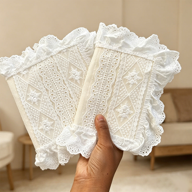CouldNook Ruffled Lace Fabric Journal Cover - Desk and Planner Notebook
