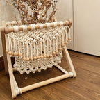 CouldNook Macrame Floor Storage Basket - Wood Bead Organizer