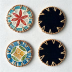 CouldNook Rattan Shell Inlaid Coaster - Aesthetic Handcrafted Mat