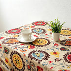 CouldNook Bohemian Sunflower Tablecloth - Aesthetic Linen-Cotton Cover