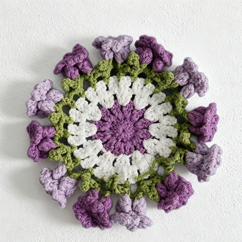 CouldNook Hand Crochet Bellflower Coaster - Floral Heat Resistant Table Decor