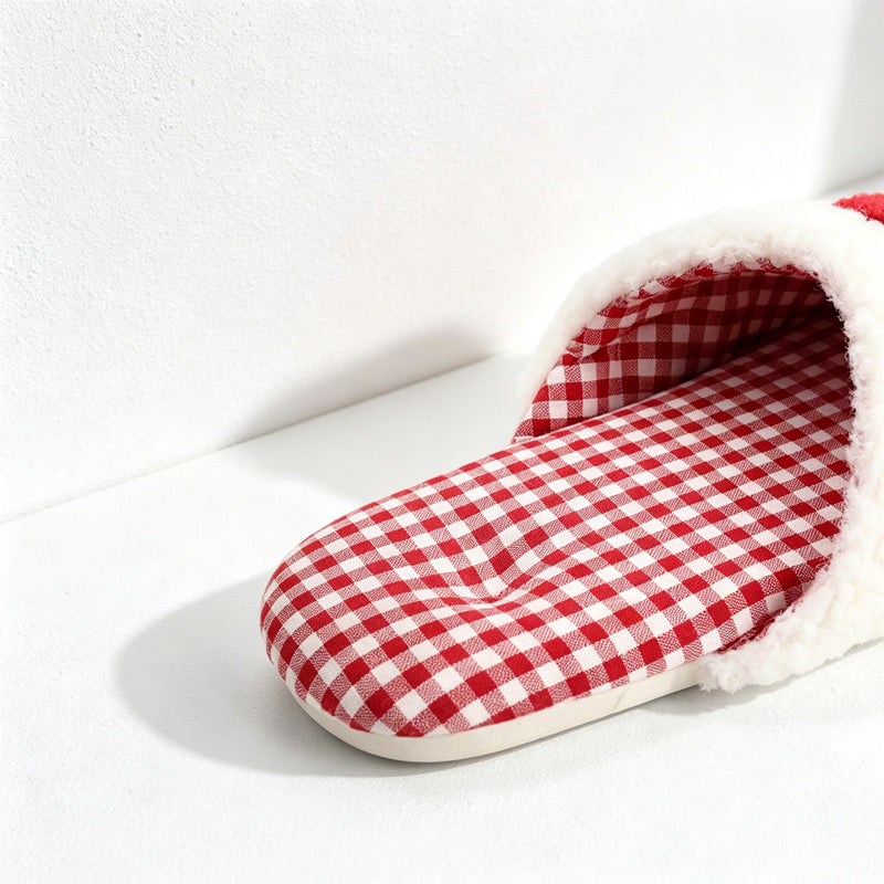 CouldNook Checked Apple Motif Home Slippers - Cozy Corner Accent