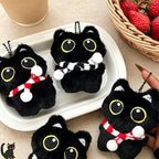 CouldNook Squeaky Round Cat Plush Bag Charm - Scarf Accent